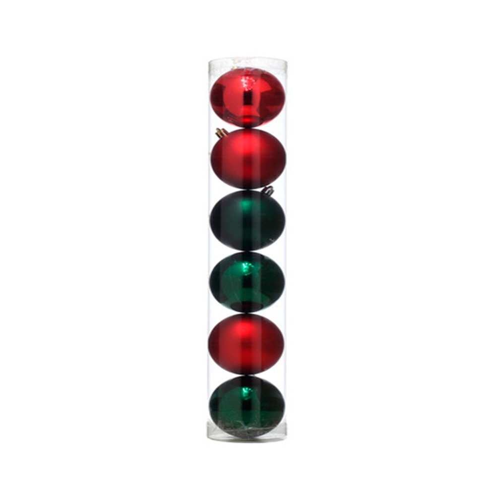 JUEGO DE 6 ESFERAS TUBO  8CM   (831-XB024-22B) ROJO VERDE