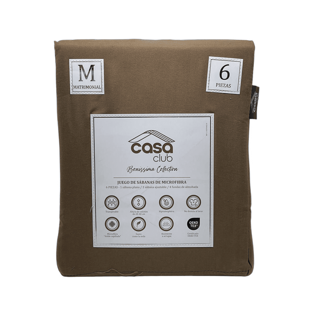 JUEGO DE SABANA CASA CLUB MATRIMONIAL UNICOLOR 6 PIEZAS SLCBM-610