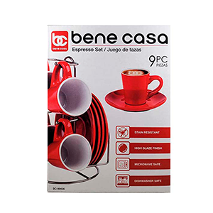 SET JUEGO D/TAZAS ESPRE (BC-99436) BENE CASA 9 PZS ROJO